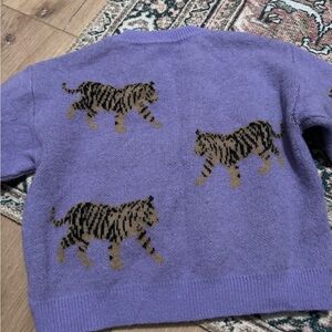 Purple Sweater with Tiger Design